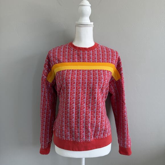 RHODE Printed Crewneck Sweatshirt Woman’s Size S Red Long Sleeve 100% Cotton - Picture 1 of 7